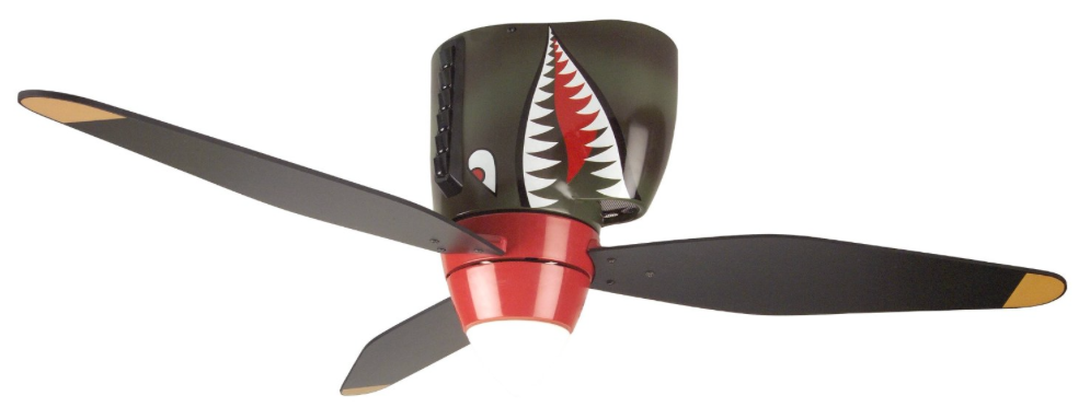 Craftmade WB3448TS 48-Inch 3-Blade Warplane Ceiling Fan with Integrated Light Kit, Tiger Shark