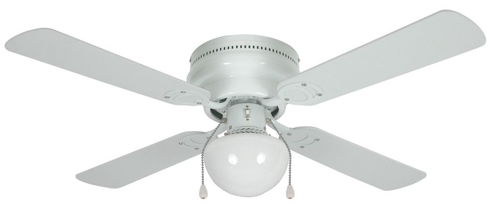 Hardware House 54-3603 Aegean 42-Inch Flush-Mount Ceiling Fan with Optional Light Fixture and 4 White:Light-Maple Blades, White