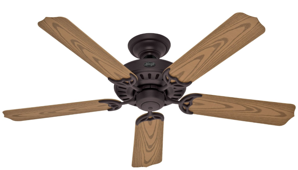 Hunter 53126 Bridgeport 52-inch ETL Damp Listed, New Bronze Outdoor Ceiling Fan with Five Oak Plastic Blades