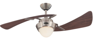 Westinghouse 7214100 Harmony Two-Light 48-Inch Two-Blade Indoor Ceiling Fan, Brushed Nickel with Opal Frosted Glass