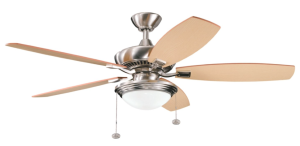 Kichler 300016BSS Canfield Select 52inch 5-Blade Energy Star Ceiling Fan, Brushed Stainless Steel Finish with Cased Opal Glass Shade