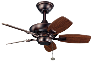 Kichler 300103OBB Canfield 30IN 5-Blade Damp Location Ceiling Fan, Oil Brushed Bronze Finish with Reversible Cherry:Walnut Blades