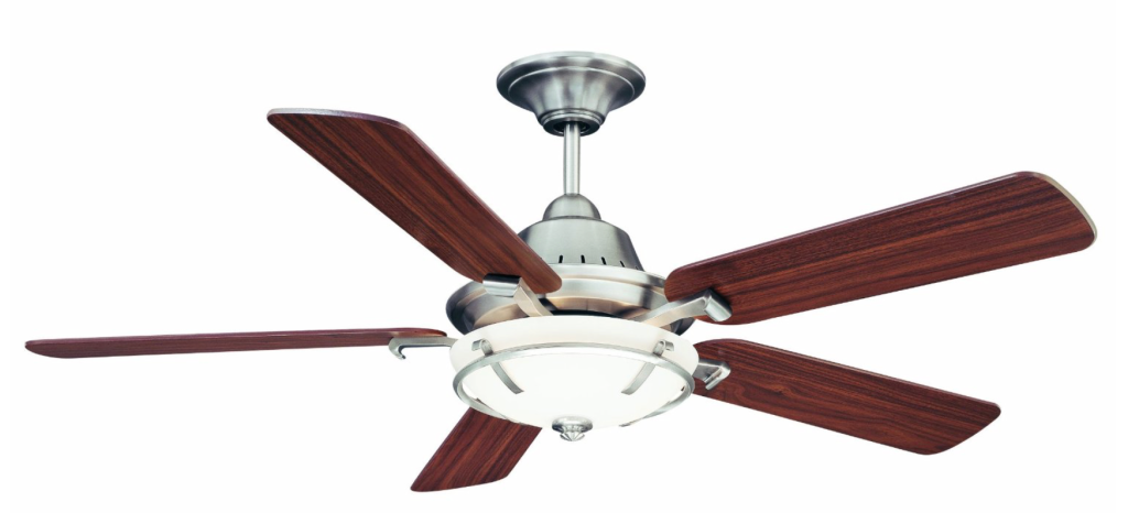 Savoy House 52P-620-5WA-SN Big Canoe 52-Inch Ceiling Fan, Satin Nickel Finish with Walnut Blades and White Opal Etched Glass Light Kit